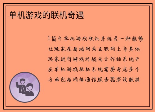 单机游戏的联机奇遇