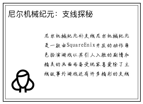 尼尔机械纪元：支线探秘